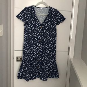 Navy button up short sleeve dress